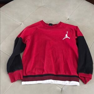 Jordan Nike Red and Black Crewneck Sweater Boys Size L Large with Jumpman Logo